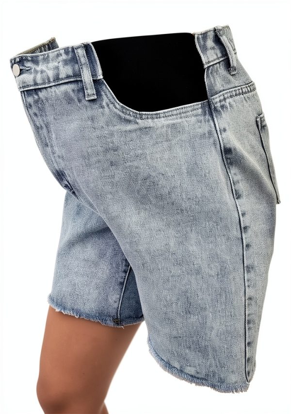 Maternity Jean Shorts BLENCOT Wide Leg Stretchy Plus Size Frayed Jorts-5