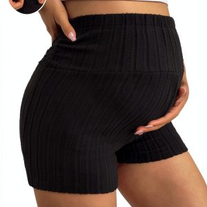 Women's Maternity Shorts ComfortFit Elastic Waist Black XX-Large-0