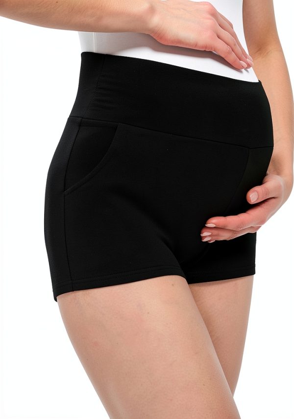 Maternity Shorts Loose Fit Pregnancy Yoga Lounge Pants with Pockets-0