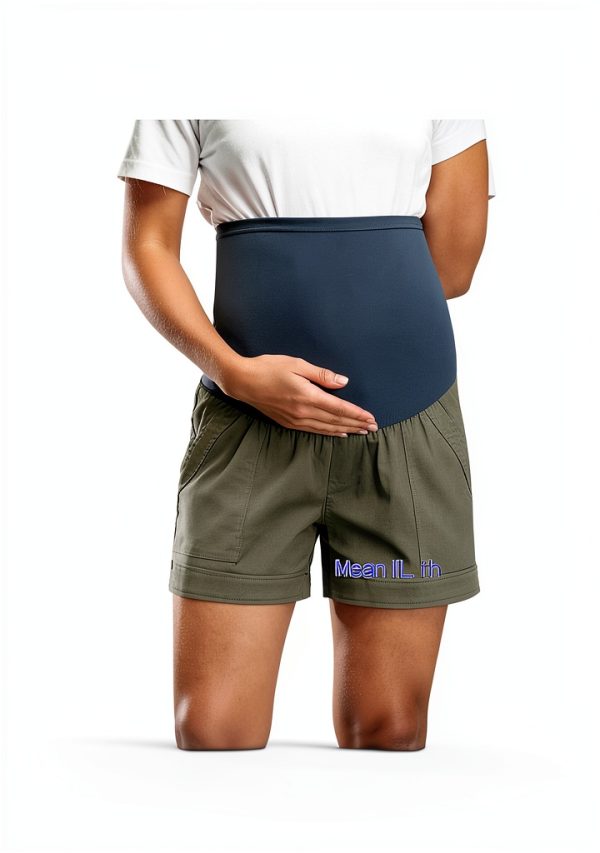 Maternity Shorts Maacie Cotton Comfy Casual with Pockets Over Belly-5