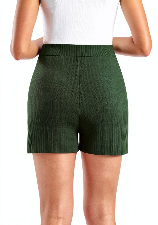 Women's Maternity Shorts Elastic Waist Wide Leg Army Green Small-4