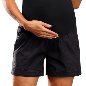 Maternity Shorts Maacie Cotton Comfy Casual with Pockets Over Belly-0