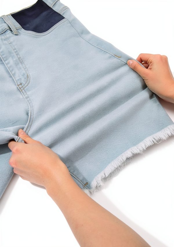 Maternity Jean Shorts BLENCOT Wide Leg Stretchy Plus Size Frayed Jorts-4