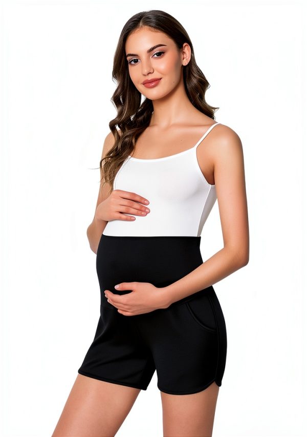 Maternity Shorts Ekouaer 2-Pack Over Belly Pajama with Pockets S-XXL-1