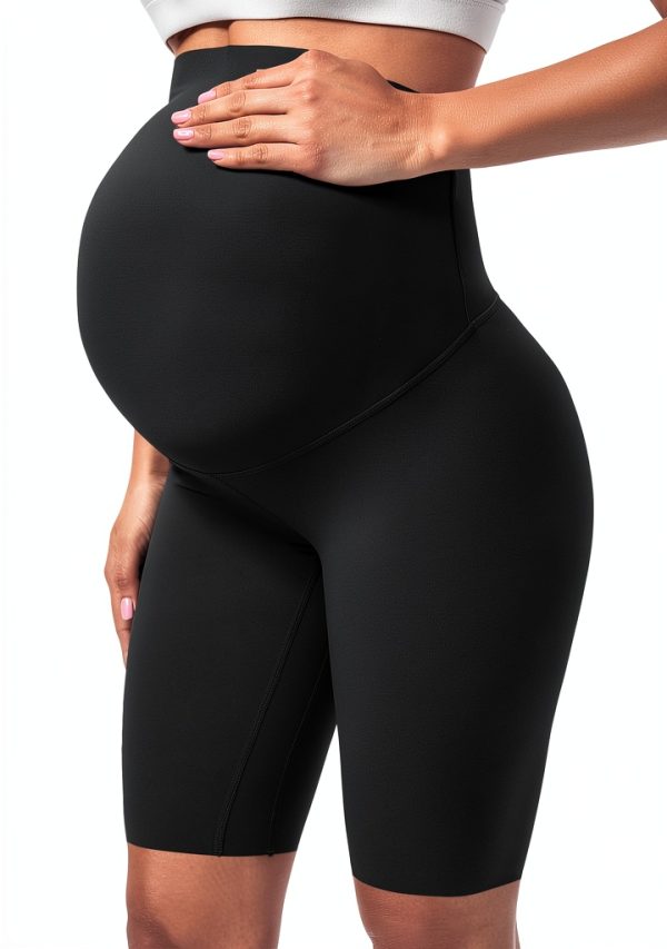 Buttergene Maternity Shorts Over Belly Athletic Bike Shorts Grey Large-0