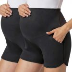 Maternity Shorts Ekouaer 2-Pack Over Belly Pajama with Pockets S-XXL-0