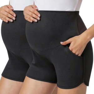 Maternity Shorts Ekouaer 2-Pack Over Belly Pajama with Pockets S-XXL-0