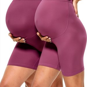 BONVIGOR Buttercloud Maternity Shorts 5" Over Belly Biker Yoga Pants-0