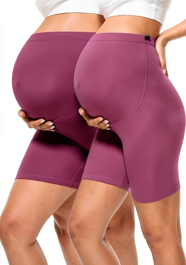 BONVIGOR Buttercloud Maternity Shorts 5" Over Belly Biker Yoga Pants-0