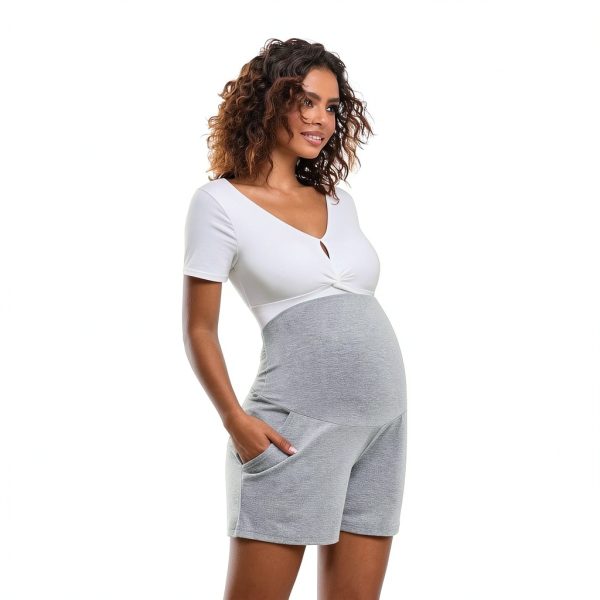 Maternity Shorts SWEETBUMP Lounge Pants Over Belly with Pockets-2